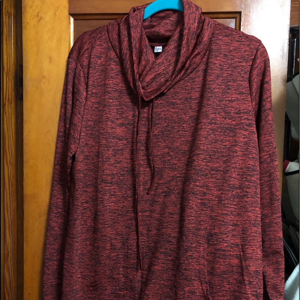 Red and black cowel neck sweatshirt